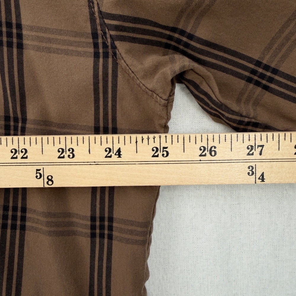 Everlane Shirt Dress Women Medium Brown Plaid Cotton Long Sleeve Babydoll Mini - Picture 8 of 16